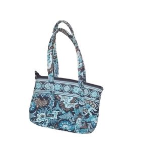 Vera Bradley Small Tote Zippered closure Retired pattern (2006) "JAVA BLUE"
